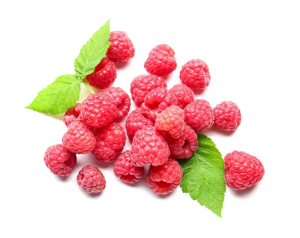 Tasty Ripe Raspberries White Background — Stock Photo, Image