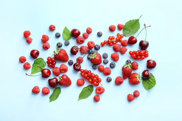 Tasty Fresh Berries Color Background — Stock Photo, Image
