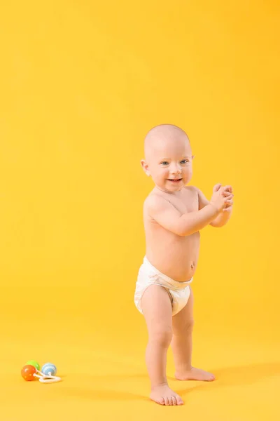 Retrato Lindo Bebé Fondo Color —  Fotos de Stock