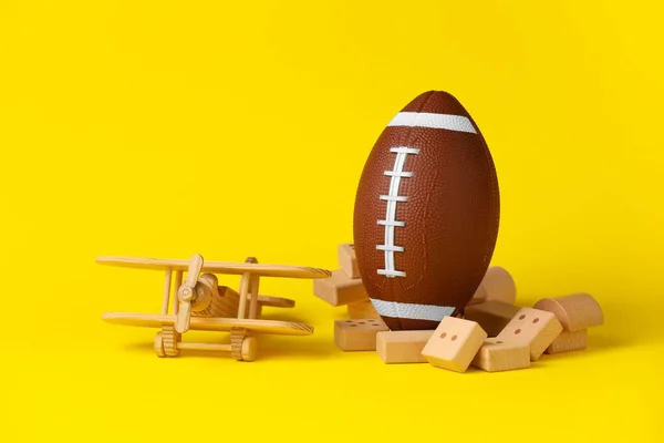 Rugby Ball Toys Color Background — Stock Photo, Image