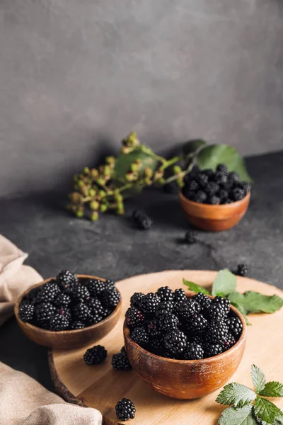 Koyu arkaplanda olgun böğürtlen