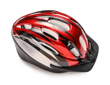 Beyaz arkaplanda bisiklet kaskı