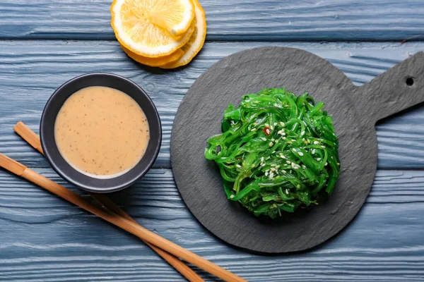 Tasty Seaweed Salad Sauce Table — Stock Photo, Image