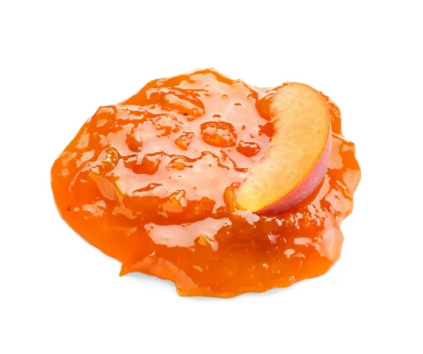 Tasty Peach Jam White Background — Stock Photo, Image