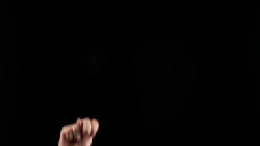 Erkek el, arka planda N harfini gösteriyor. İşaret dili alfabesi