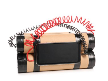 Beyaz arkaplanda zamanlayıcı ile bomba