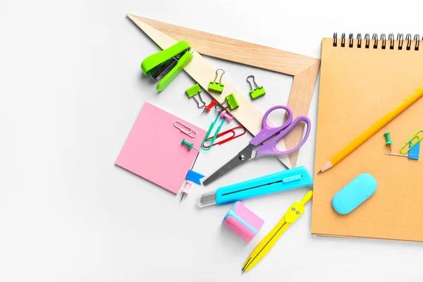 Set School Stationery White Background — Stock Photo, Image