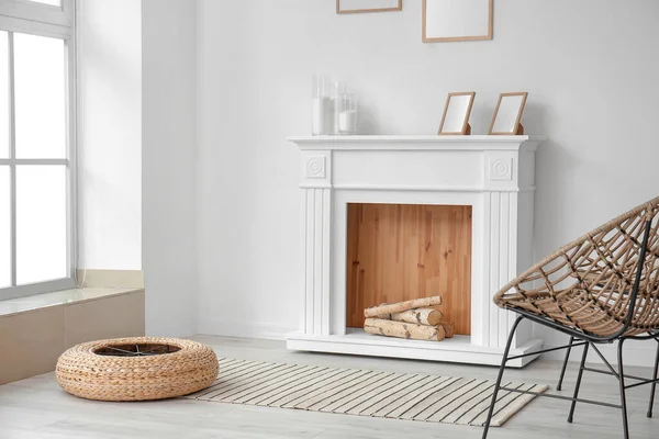 Interior Modern Room Fireplace — Stock Photo, Image