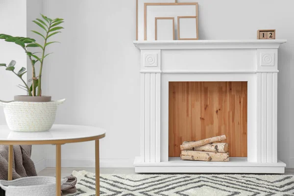 Interior Modern Room Fireplace — Stock Photo, Image