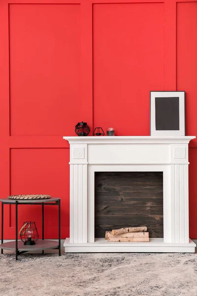 Interior Modern Room Fireplace — Stock Photo, Image