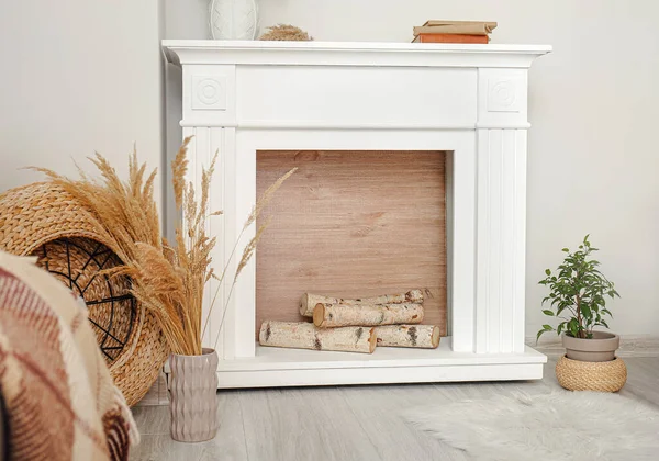 Interior Modern Room Fireplace — Stock Photo, Image