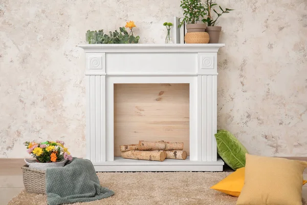 Interior Modern Room Fireplace — Stock Photo, Image