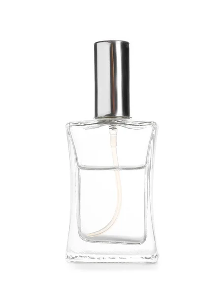 Bouteille Parfum Sur Fond Blanc — Photo