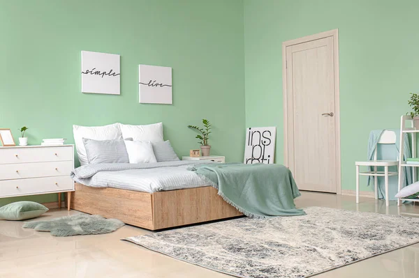 Interior Modern Stylish Bedroom — Stock Photo, Image