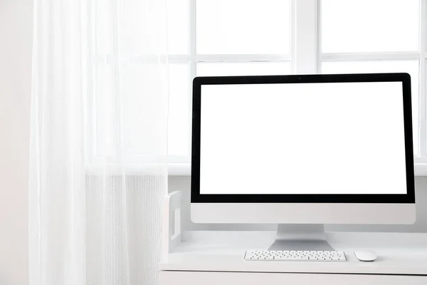 Modern Monitor Table Window — Stock Photo, Image