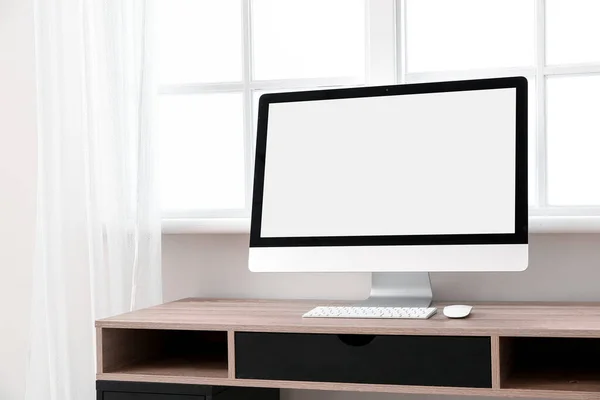 Modern Monitor Table Window — Stock Photo, Image