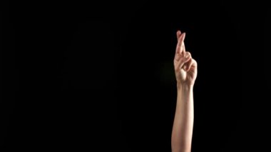 El, arka planda R harfini gösteriyor. İşaret dili alfabesi