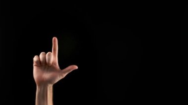 El, L harfini koyu arkaplanda gösteriyor. İşaret dili alfabesi