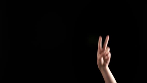 Hand Showing Letter Dark Background Sign Language Alphabet — Stock Video