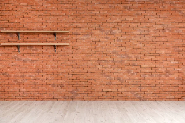 Empty Shelves Hanging Brick Wall — Stock Photo, Image