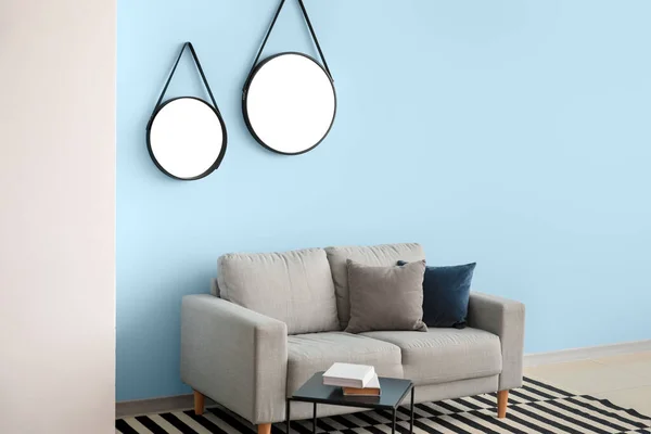 Interior Modern Room Mirrors Sofa — Stock Photo, Image