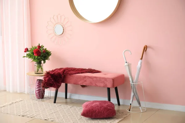 Interior Modern Hallway Mirror Bench — Stock Photo, Image