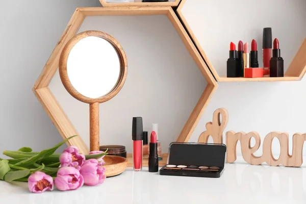 Maquillaje Cosméticos Mesa Vestidor — Foto de Stock