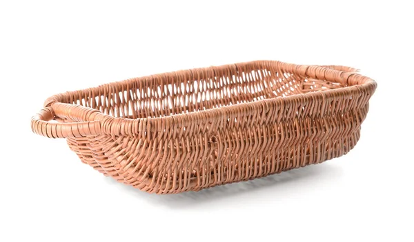 Wicker Kurv Hvid Baggrund - Stock-foto