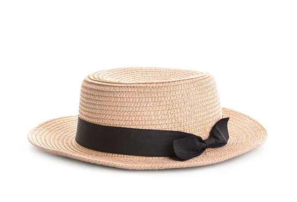 Beyaz Arkaplanda Hasır Şapka — Stok fotoğraf
