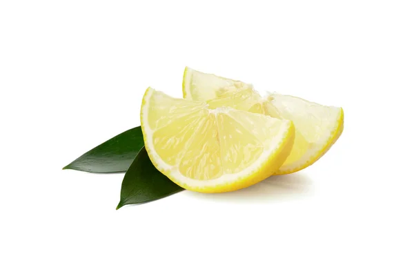 Pieces Ripe Lemon White Background — Stock Photo, Image