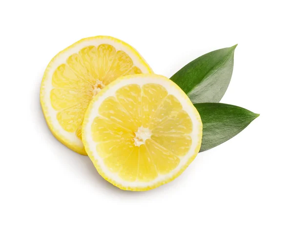 Slices Ripe Lemon White Background — Stock Photo, Image