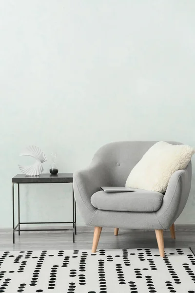 Soft Armchair Table Light Wall Room — Stock Photo, Image