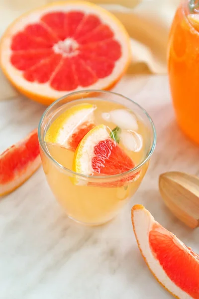 Glass Fresh Grapefruit Juice Table — Stock Photo, Image