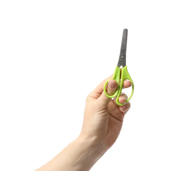 Female Hand Scissors White Background — Stock Photo, Image