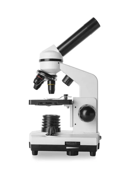 Modernes Mikroskop Auf Weißem Hintergrund — Stockfoto