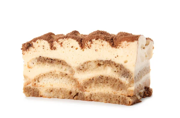 Saboroso Tiramisu Fundo Branco — Fotografia de Stock