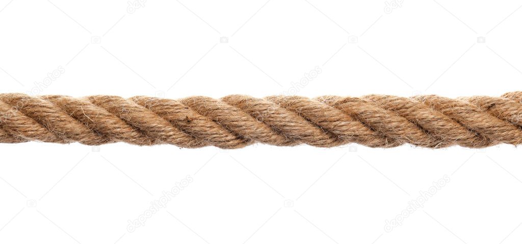 Long rope on white background