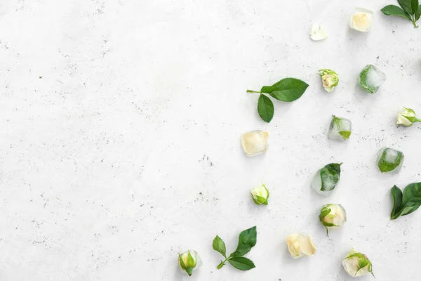 Frozen Flowers Ice White Background — Stock Photo, Image