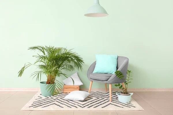 Interior Room Stylish Mint Wall — Stock Photo, Image