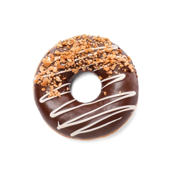 Leckerer Donut Auf Weißem Hintergrund — Stockfoto