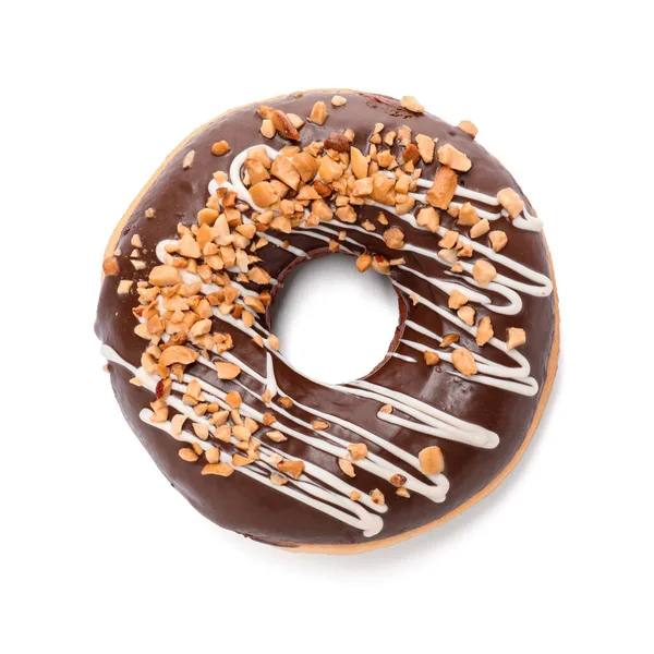 Leckerer Donut Auf Weißem Hintergrund — Stockfoto