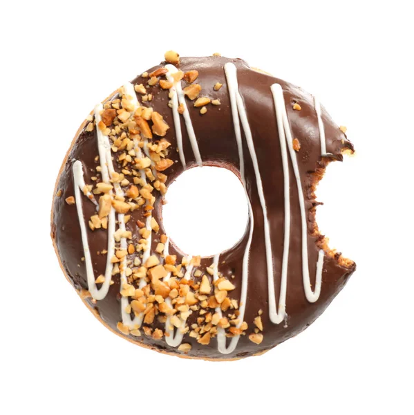 Süße Gebissene Donut Auf Weißem Hintergrund — Stockfoto