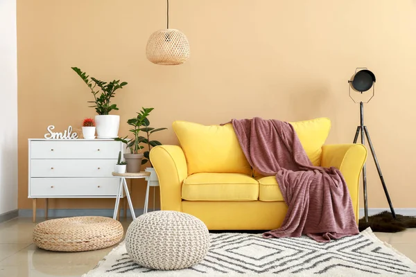 Interieur Des Modernen Zimmers Mit Gemütlichem Sofa — Stockfoto