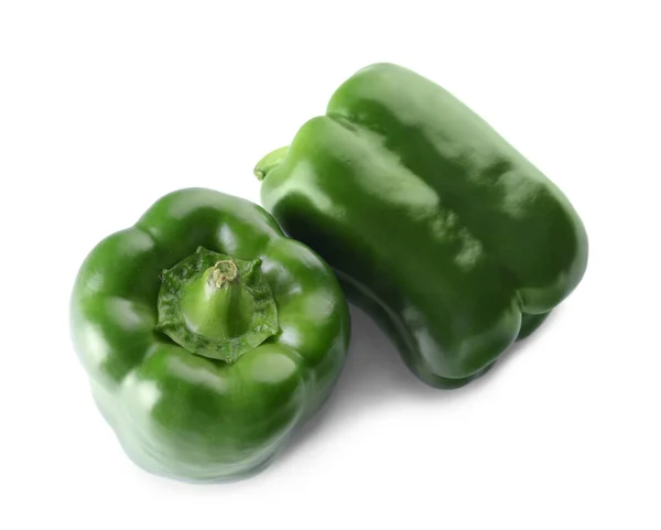 Grön Bell Pepper Vit Bakgrund — Stockfoto