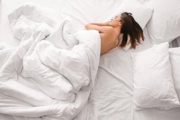 Seductive Woman Sleeping Bed Home — Stock Photo, Image