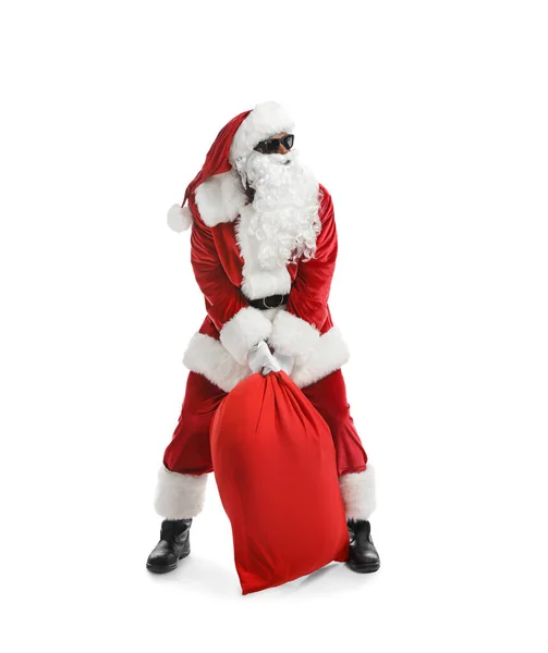 Cool African American Santa Claus Białym Tle — Zdjęcie stockowe