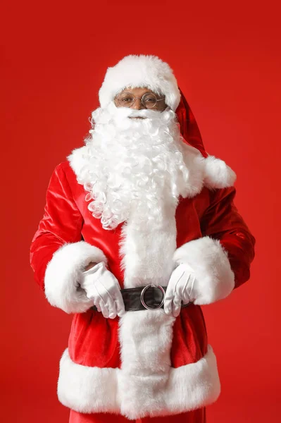 Афро Американский Санта Клаус Цветном Фоне — стоковое фото