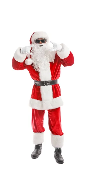 Cool African American Santa Claus Białym Tle — Zdjęcie stockowe