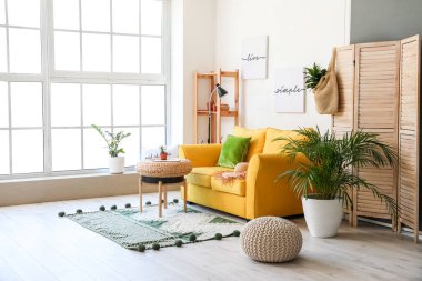 Rahat kanepeli modern bir oda.