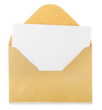 Beyaz arkaplanda zarf olan boş kart